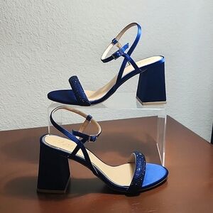 Jewel Badgley Mischka Blue Block Heel Sandals